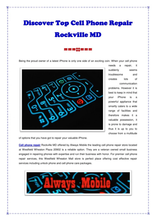 Discover Top Cell Phone Repair Rockville MD