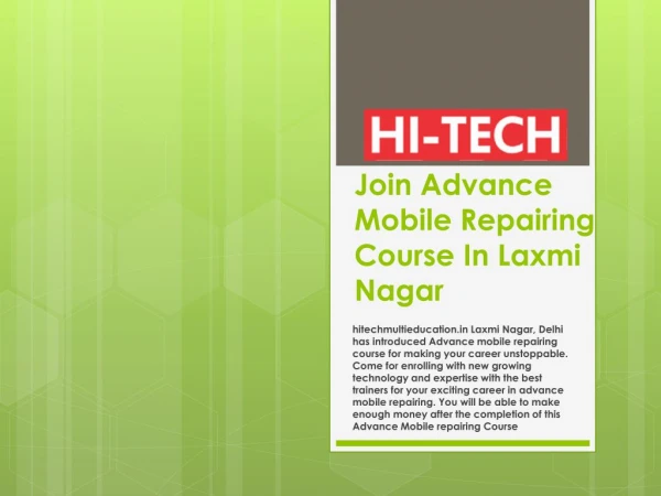 Join Advance Mobile Repairing Course In Laxmi Nagar