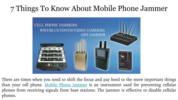 7 Things To Know About Mobile Phone Jammer