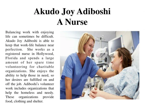 Akudo Joy Adiboshi - A Nurse