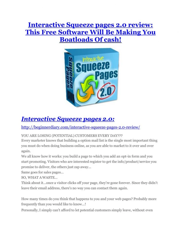 Interactive Squeeze pages 2.0 Reviews and Bonuses-- Interactive Squeeze pages 2.0