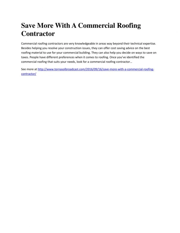 Save More With A Commercial Roofing Contractor