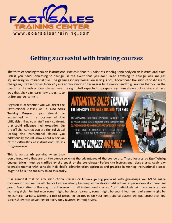 Getting successful with training courses
