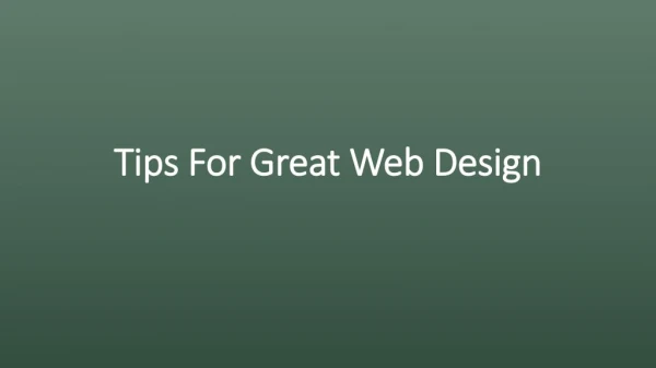 Know Great Web Design Tips