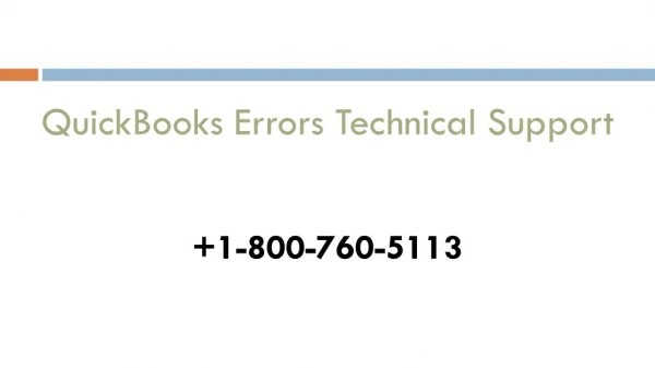800-760-5113 – QuickBooks Errors Technical Help Number
