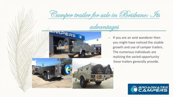 Camper trailer for sale in Brisbane: Its advantages