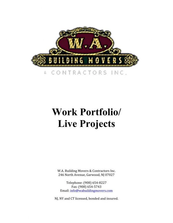 Live Projects - W.A. Building Movers