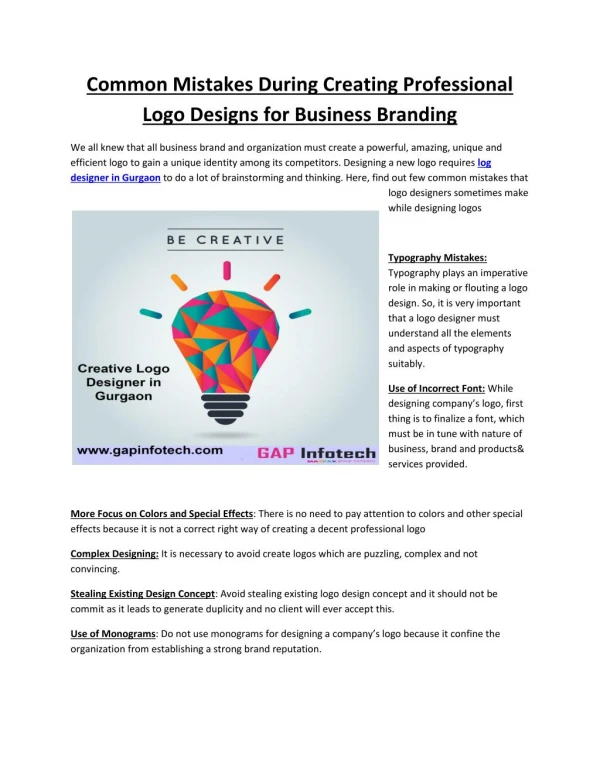 Common Mistakes During Creating Professional Logo Designs for Business Branding
