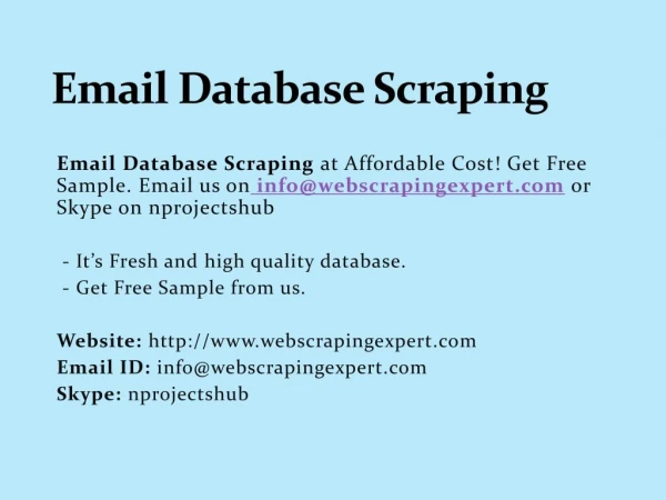 Email database scraping