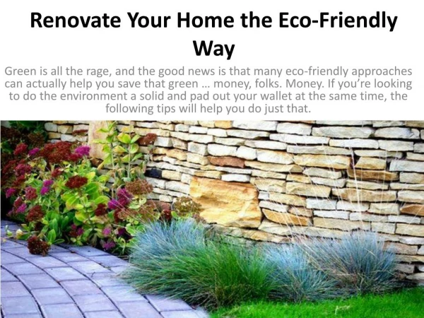 Renovate Your Home the Eco-Friendly Way