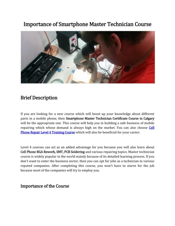 Cell Phone Repair Training Course in Toronto