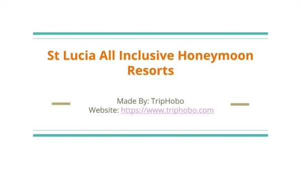 St Lucia All Inclusive Honeymoon Resorts