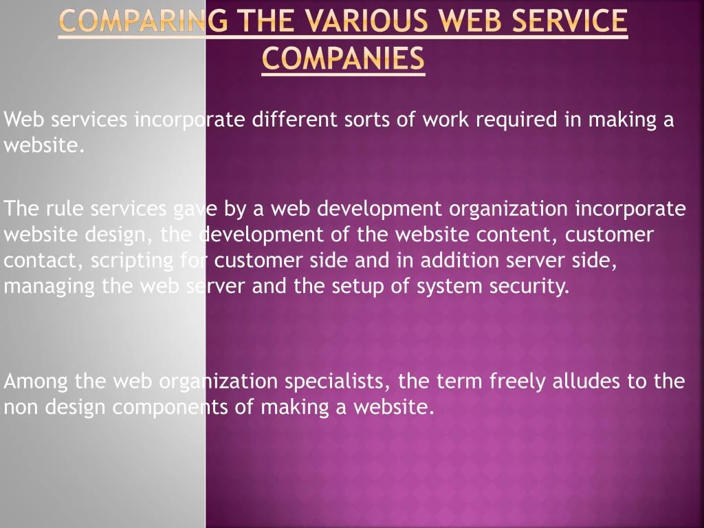 comparing the various web service companies