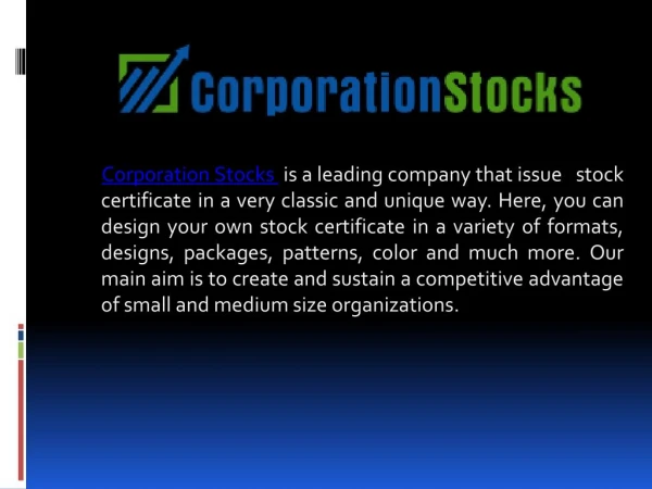 Make Your Own Stock Certificate | Corporation Stocks