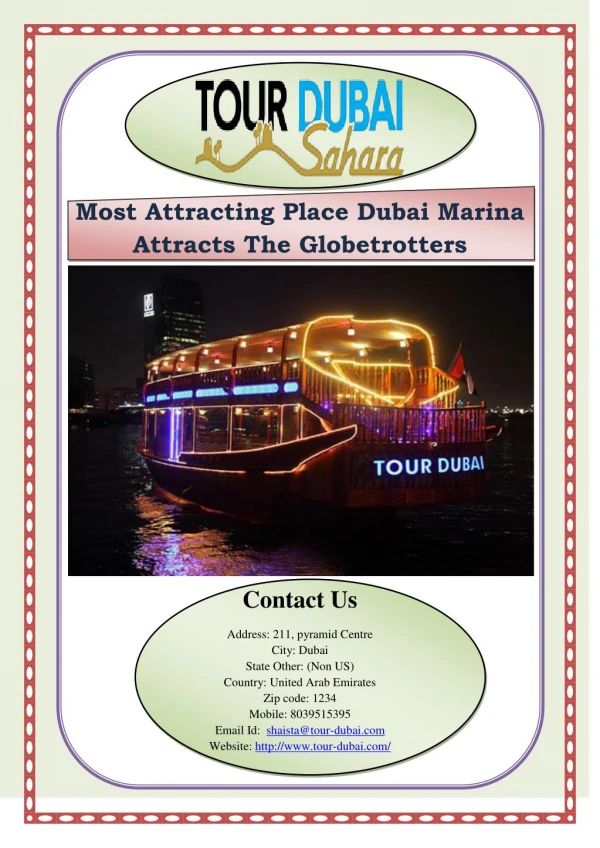 Most Attracting Place Dubai Marina Attracts The Globetrotters