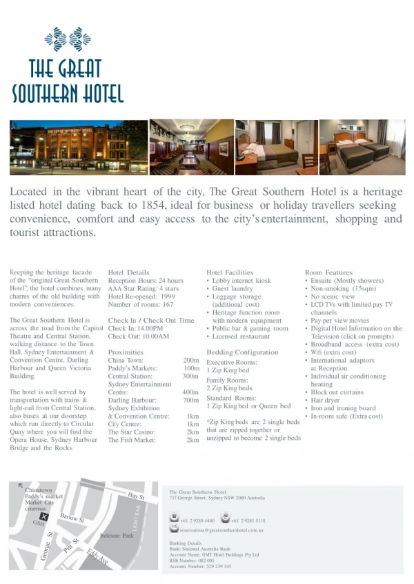 Amenities of Best 4 Star Hotels in Sydney CBD - The Great Southern Hotels