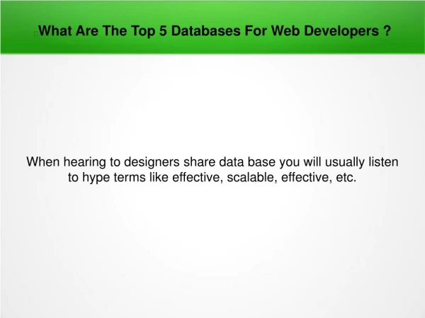 What Are The Top 5 Databases For Web Developers?