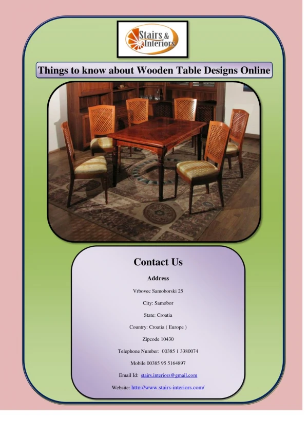 Things to know about Wooden Table Designs Online