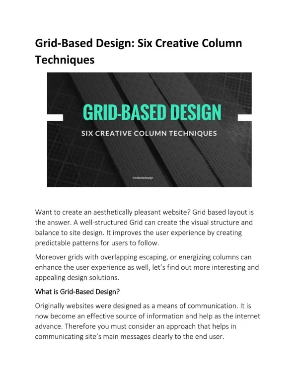Grid-Based Design: Six Creative Column Techniques