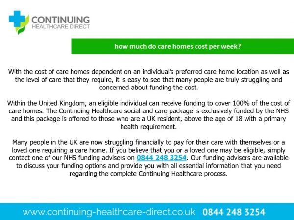 How much do care homes cost per week?