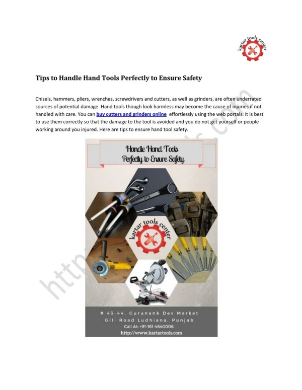 Tips to Handle Hand Tools Perfectly to Ensure Safety