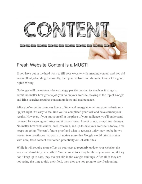 Fresh Website Content is a MUST!