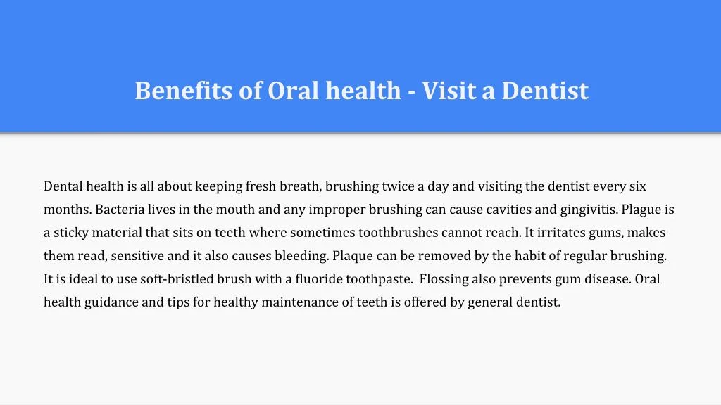 benefits of oral health visit a dentist