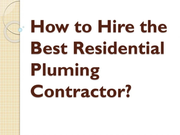 Best Residential Pluming Contractor in Surrey, BC