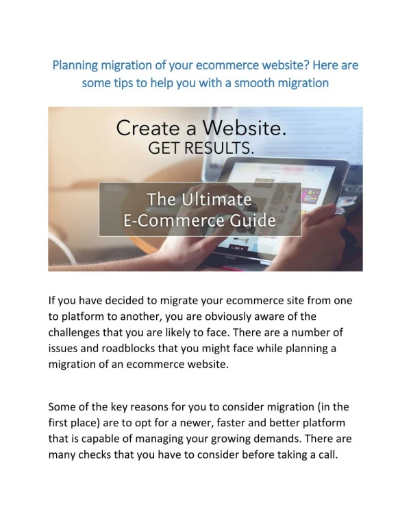 Planning migration of your ecommerce website? Here are some tips to help you with a smooth migration