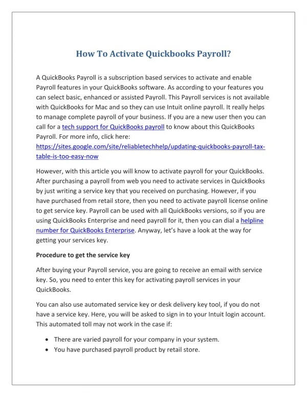 How To Activate Quickbooks Payroll?
