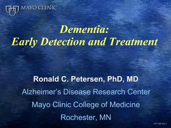 Dementia: Early Detection and Treatment