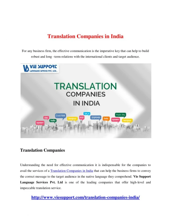 Translation Companies in India