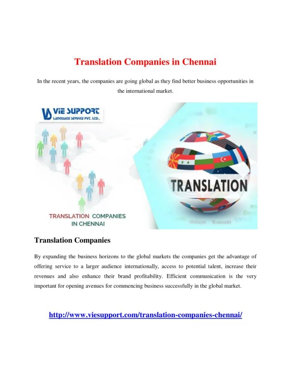 Translation Companies in Chennai