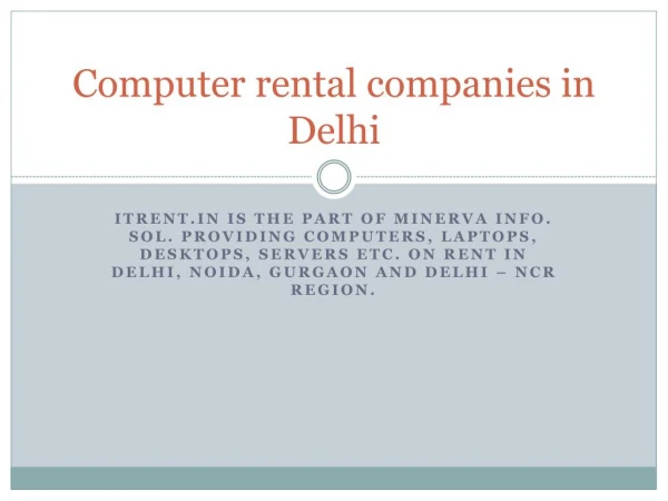 Best Computer rental companies in Delhi
