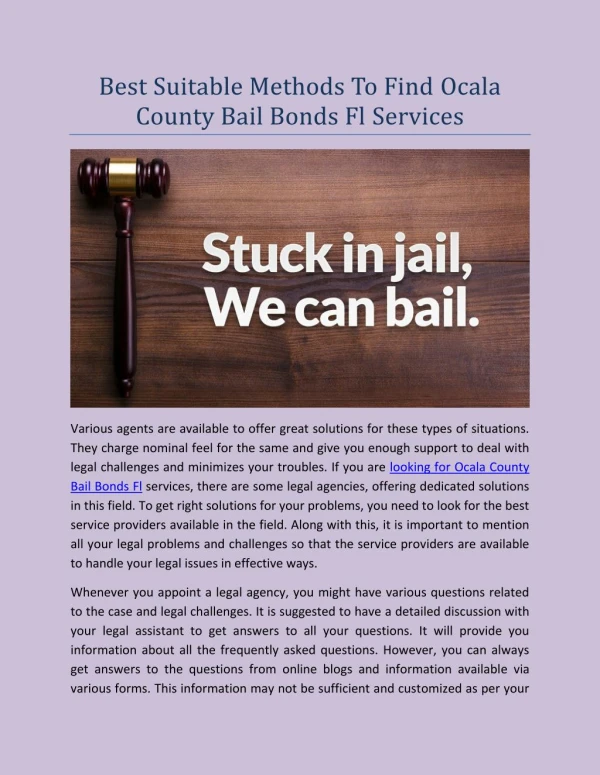 Best Suitable Methods To Find Ocala County Bail Bonds Fl Services