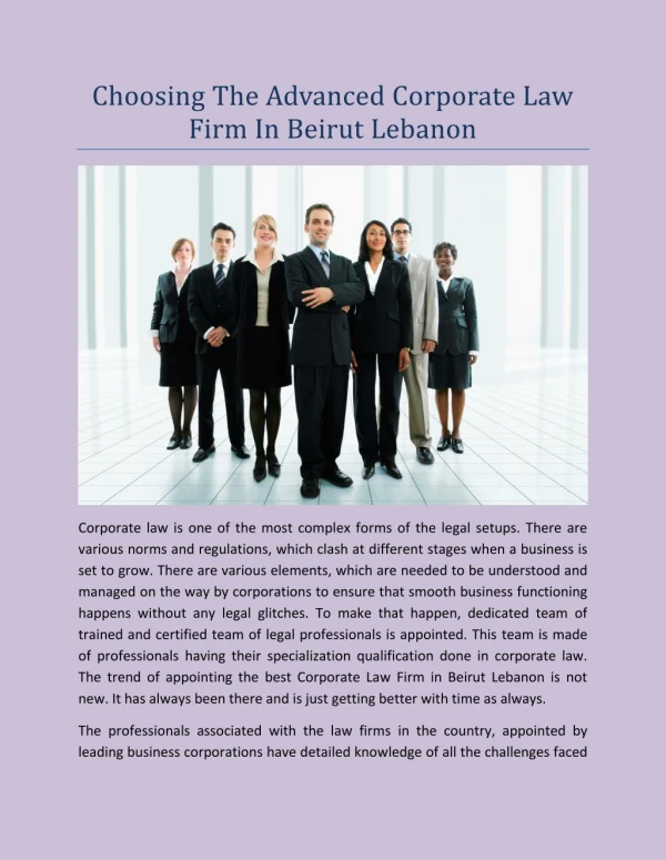 Choosing The Advanced Corporate Law Firm In Beirut Lebanon