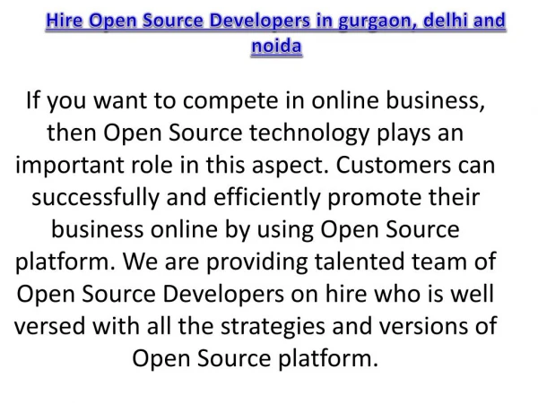 Hire Open Source Developers in gurgaon, delhi and noida