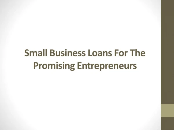Small business loans for the promising entrepreneurs