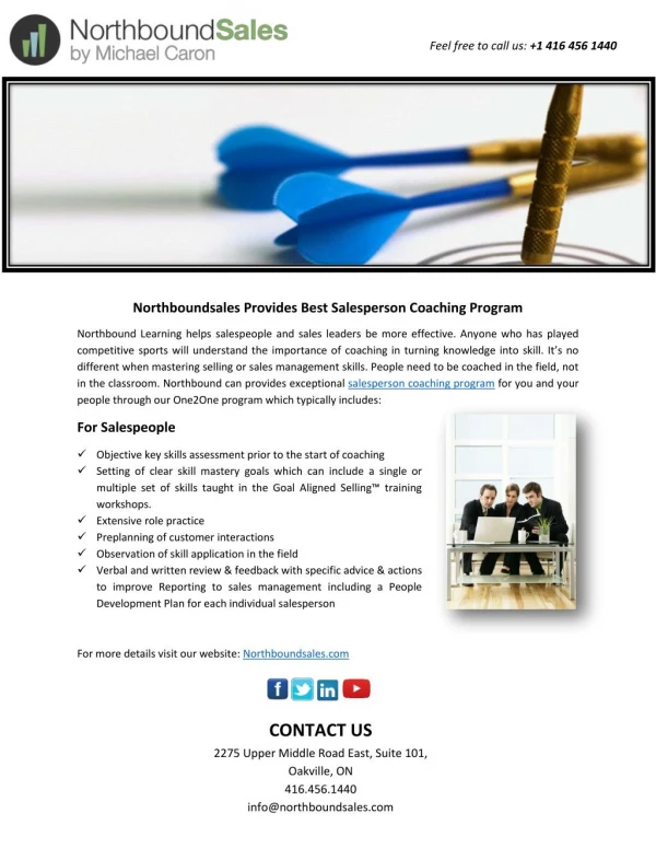Northbound sales Provides Best Salesperson Coaching Program