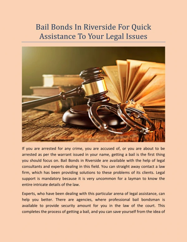 Bail Bonds In Riverside For Quick Assistance To Your Legal Issues