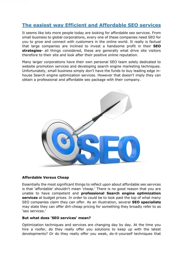 The easiest way Efficient and Affordable SEO services
