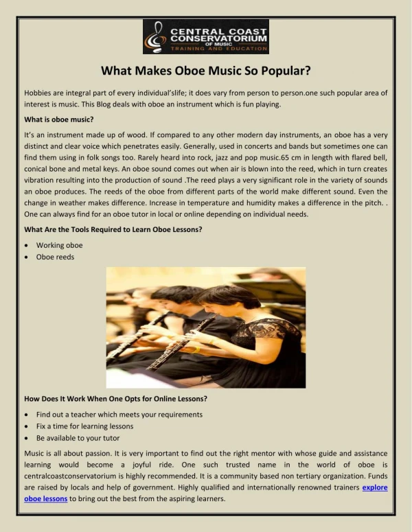 What Makes Oboe Music So Popular?