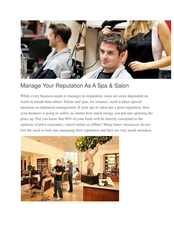 Manage Your Reputation As A Spa & Salon