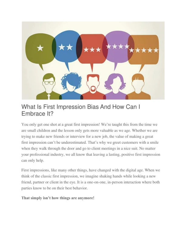 What Is First Impression Bias And How Can I Embrace It?