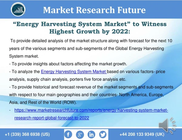 Energy Harvesting System Market 2016 market Share, Regional Analysis and Forecast to 2027.