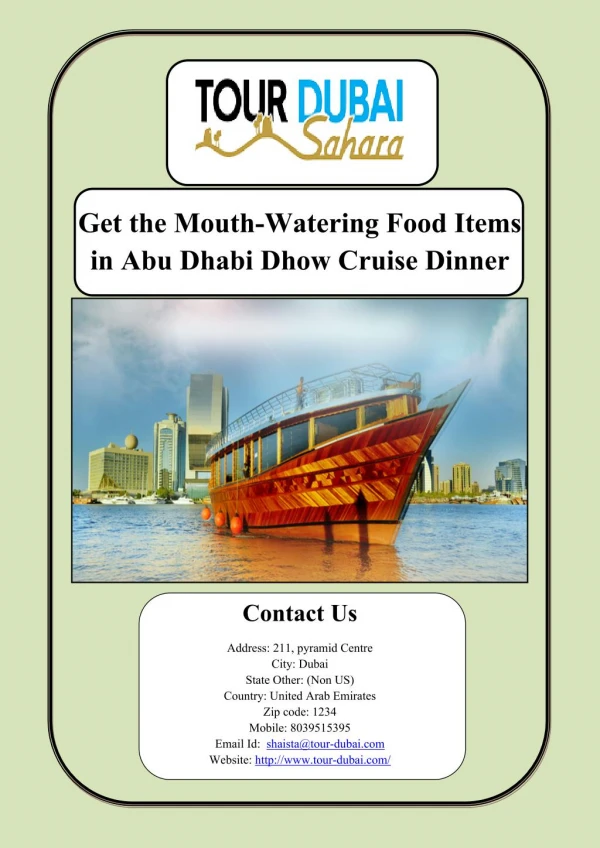 Get the Mouth-Watering Food Items in Abu Dhabi Dhow Cruise Dinner