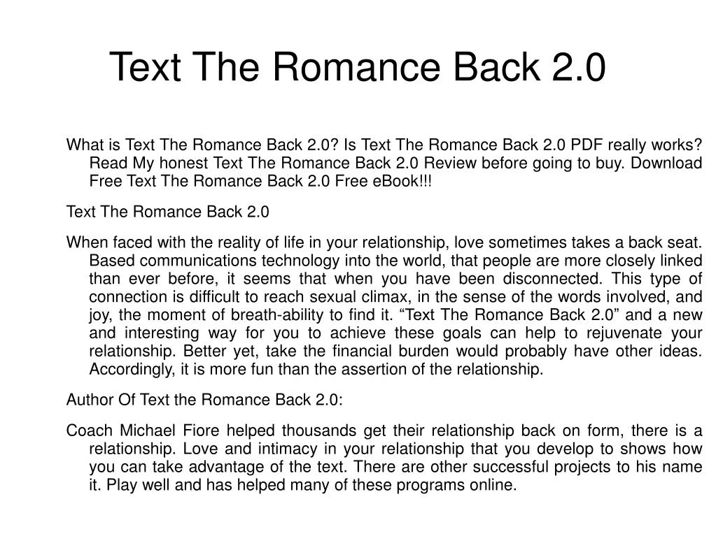 text the romance back 2 0