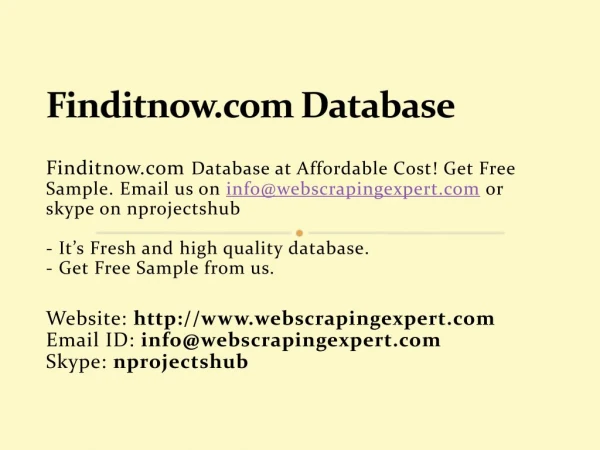 finditnow.com Database
