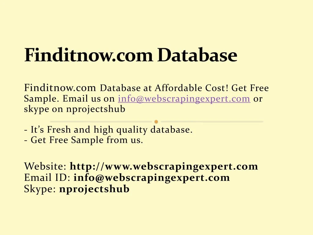 finditnow com database