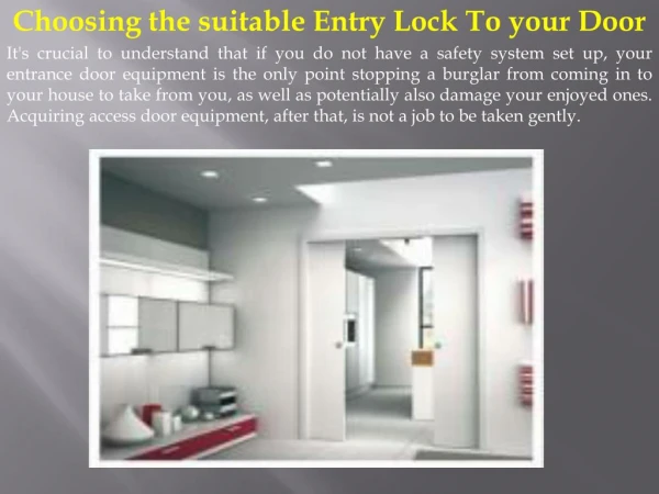 Choosing the suitable Entry Lock To your Door